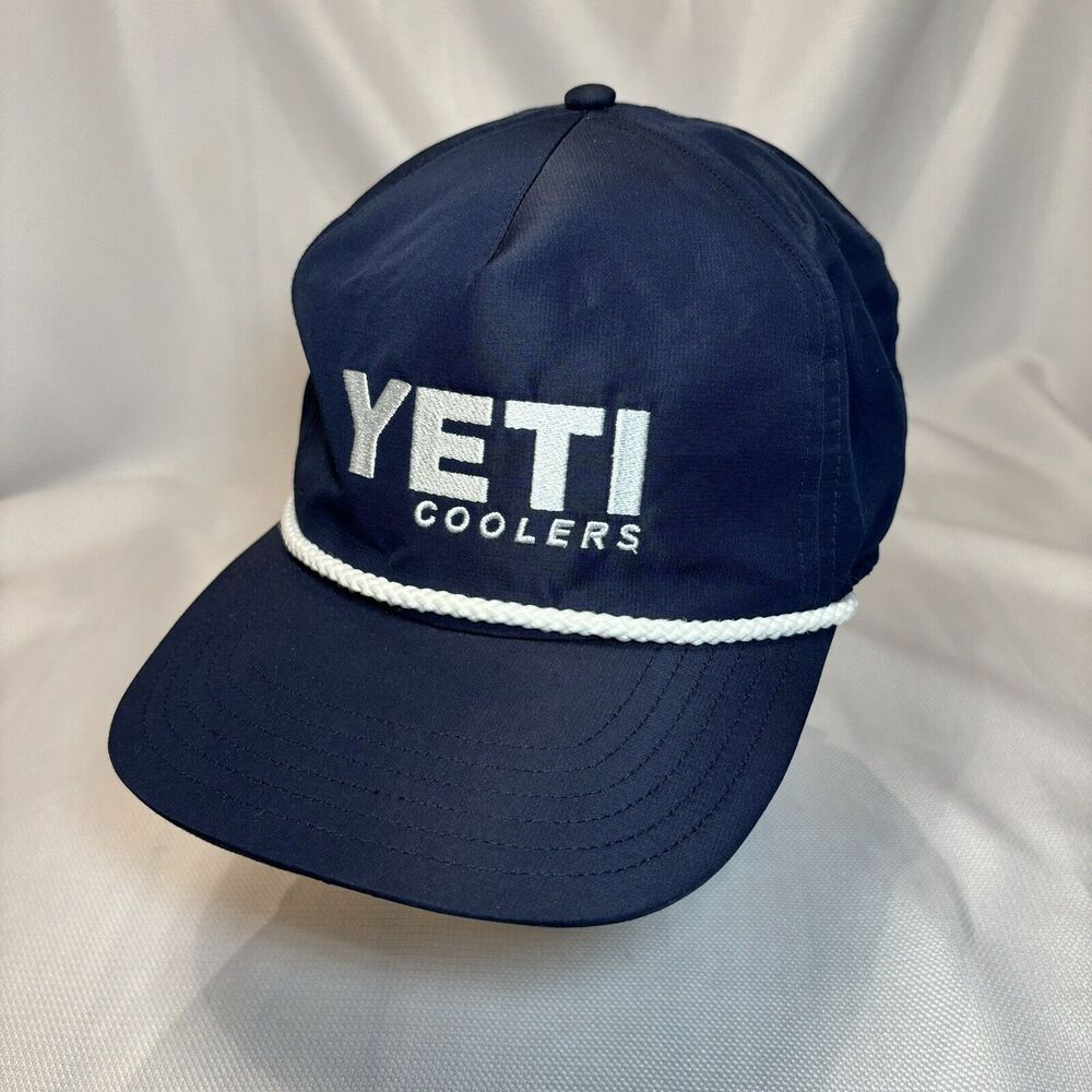 Yeti Coolers Men’s Mid Pro Flat Brim Rope Hat Cap Navy SnapBack